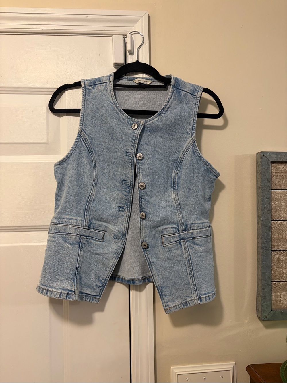 American Eagle Outfitters Light Blue Denim Vest